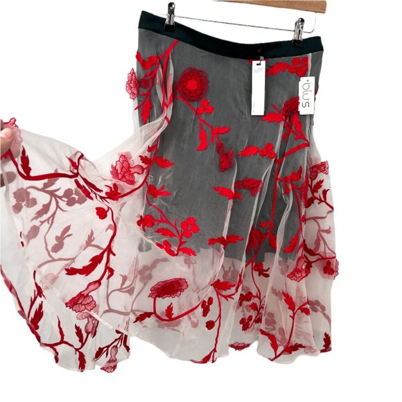 NWT Katharine Kidd Sheer Shell Floral Skirt - Picture 2 of 6
